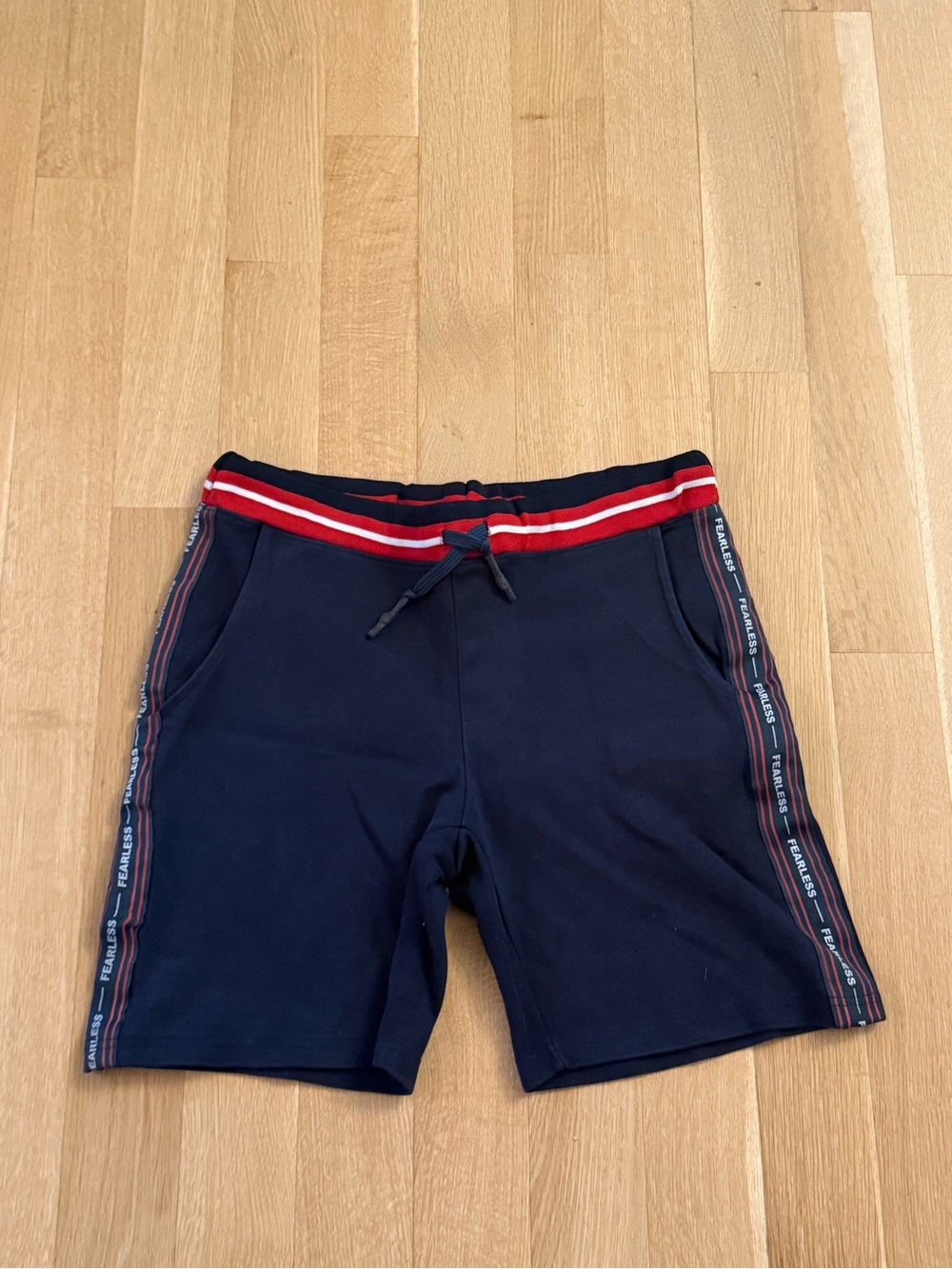 Men's Navy Athletic Shorts with Red Trim